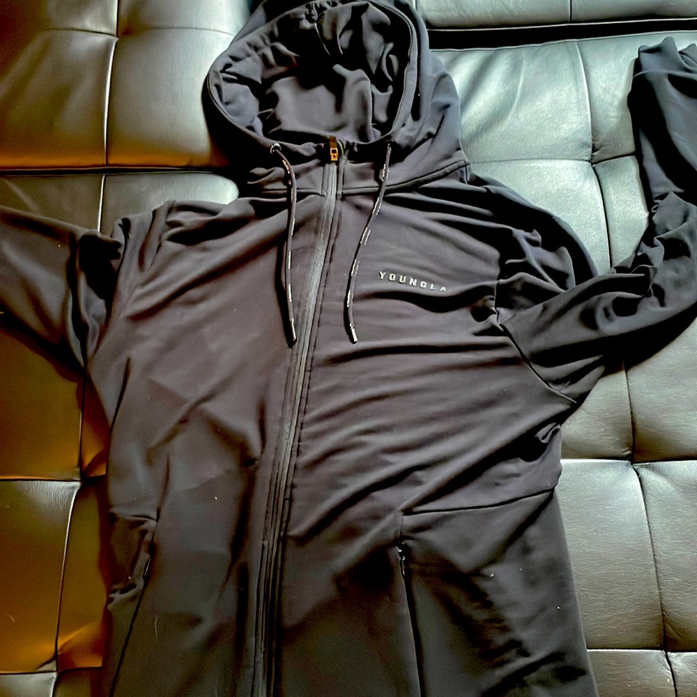 YoungLA Black Zip-Up Hoodie Cardigan